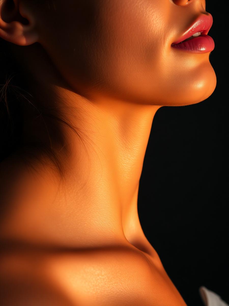 Warm bronzed skin close up